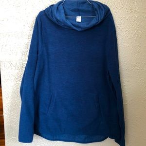 Blue cowl neck sweatshirt